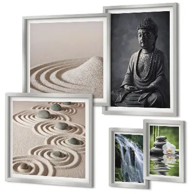 Wanddecoratie compositie met ontspannende zen-natuurthema's