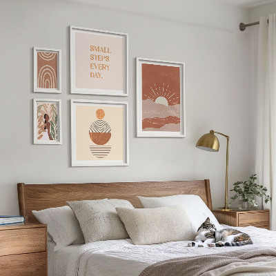 Moderne schilderijen set Boho-stijl, natuurpositieve slogans
