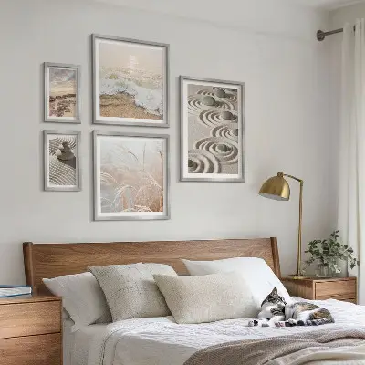 Set van moderne schilderijen met rustgevende natuurlandschappen