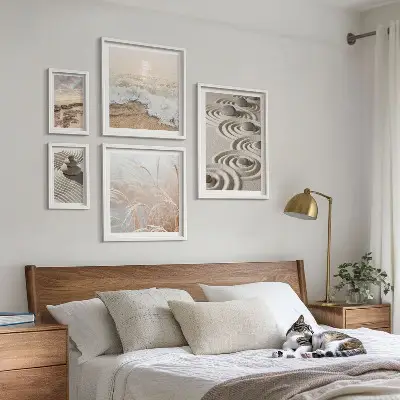 Set van moderne schilderijen met rustgevende natuurlandschappen