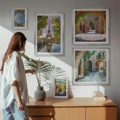 Wanddecoratie compositie Betoverende uitzichten op Europese steden