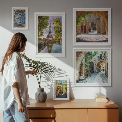 Wanddecoratie compositie Betoverende uitzichten op Europese steden
