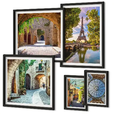 Wanddecoratie compositie Betoverende uitzichten op Europese steden