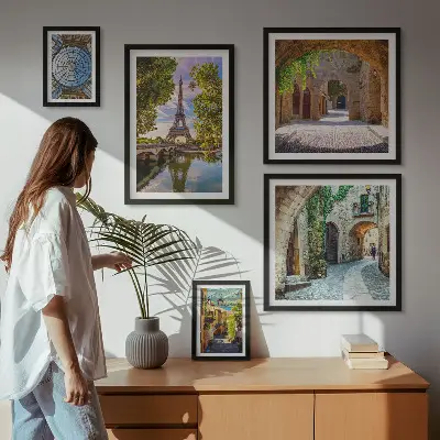 Wanddecoratie compositie Betoverende uitzichten op Europese steden