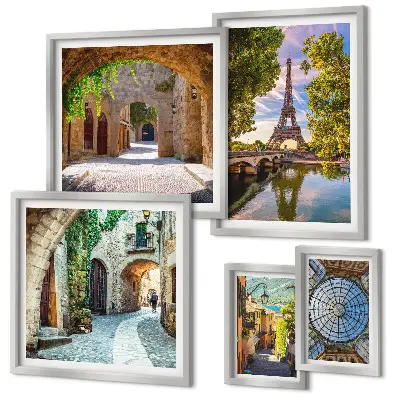 Wanddecoratie compositie Betoverende uitzichten op Europese steden