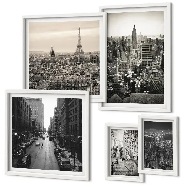 Wanddecoratie compositie Stadspanorama's van Europese hoofdsteden