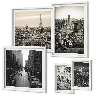 Wanddecoratie compositie Stadspanorama's van Europese hoofdsteden