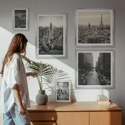 Wanddecoratie compositie Stadspanorama's van Europese hoofdsteden