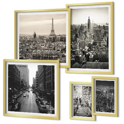 Wanddecoratie compositie Stadspanorama's van Europese hoofdsteden