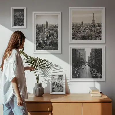 Wanddecoratie compositie Stadspanorama's van Europese hoofdsteden