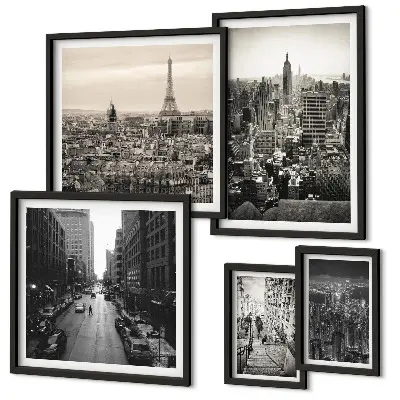 Wanddecoratie compositie Stadspanorama's van Europese hoofdsteden