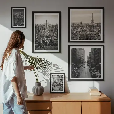 Wanddecoratie compositie Stadspanorama's van Europese hoofdsteden
