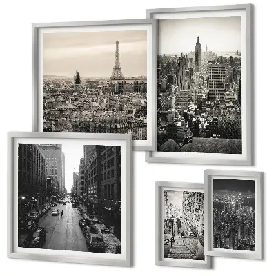 Wanddecoratie compositie Stadspanorama's van Europese hoofdsteden