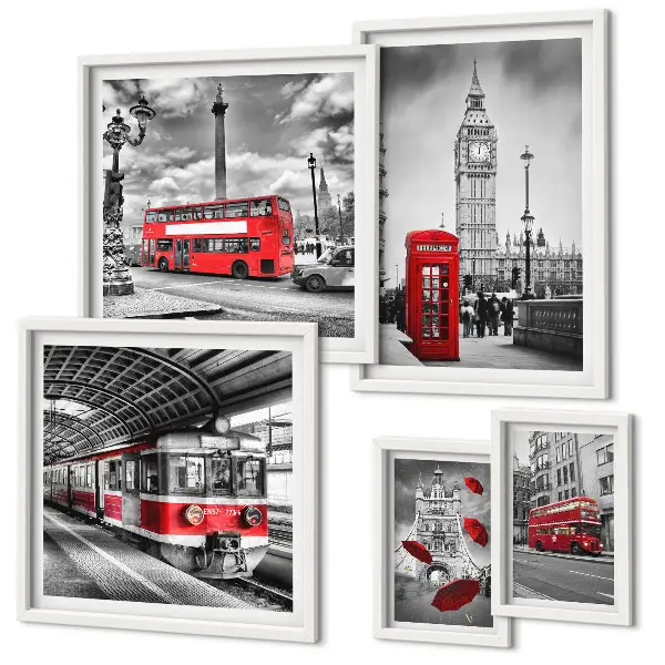 Wanddecoratie compositie met Londense motieven en accenten