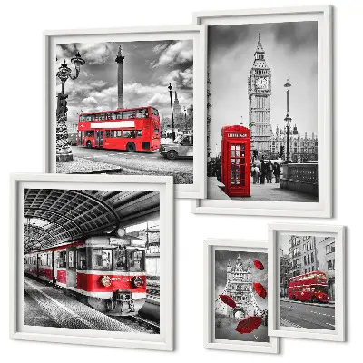 Wanddecoratie compositie Londense motieven met accenten