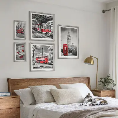 Wanddecoratie compositie met Londense motieven en accenten