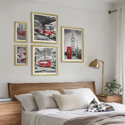 Wanddecoratie compositie met Londense motieven en accenten