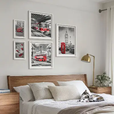Wanddecoratie compositie met Londense motieven en accenten