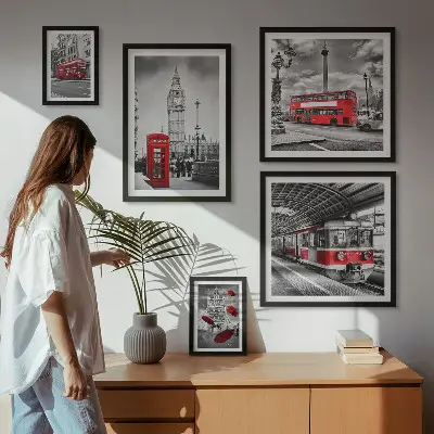 Wanddecoratie compositie met Londense motieven en accenten