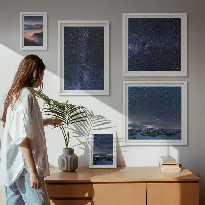 Moderne schilderijen set Kosmische hemellandschappen