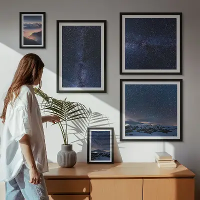Moderne schilderijen set Kosmische hemellandschappen