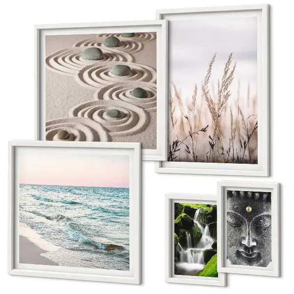 Wanddecoratie compositie ontspannend en rustgevend water in de natuur