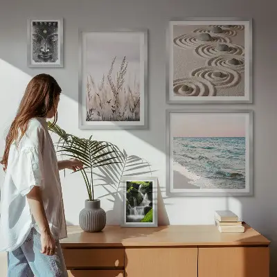Wanddecoratie compositie ontspannend en rustgevend water in de natuur