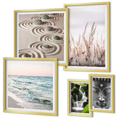 Wanddecoratie compositie ontspannend en rustgevend water in de natuur
