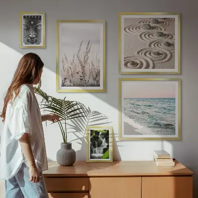 Wanddecoratie compositie ontspannend en rustgevend water in de natuur