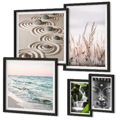 Wanddecoratie compositie ontspannend en rustgevend water in de natuur