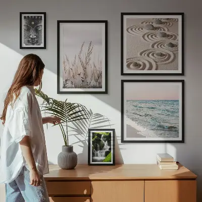 Wanddecoratie compositie ontspannend en rustgevend water in de natuur