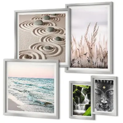 Wanddecoratie compositie ontspannend en rustgevend water in de natuur