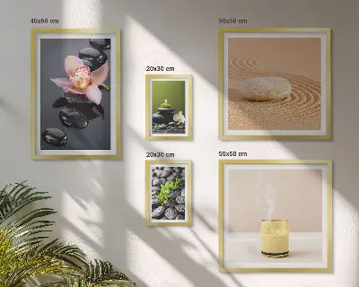 Gallery wall met ontspanning en zen stenen met orchideeën