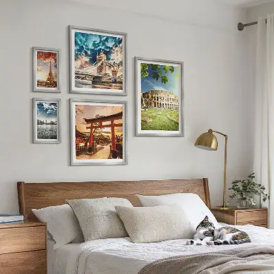 Moderne schilderijen set Iconen van de wereldarchitectuur
