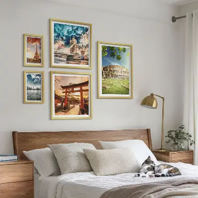 Moderne schilderijen set Iconen van de wereldarchitectuur