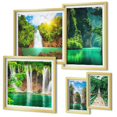 Gallery wall tropische watervallen in de groene natuur