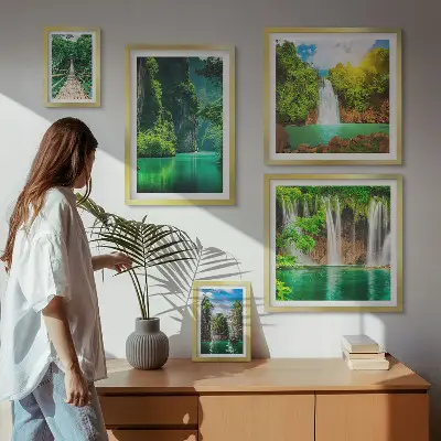 Gallery wall tropische watervallen in de groene natuur