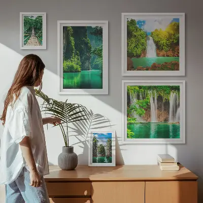 Gallery wall tropische watervallen in de groene natuur