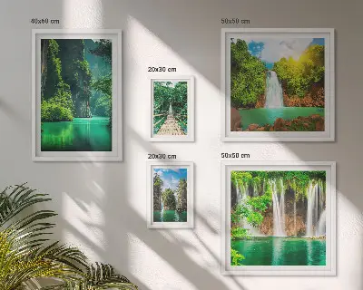 Gallery wall tropische watervallen in de groene natuur