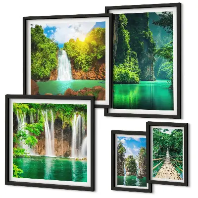 Gallery wall tropische watervallen in de groene natuur