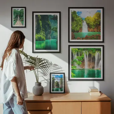 Gallery wall tropische watervallen in de groene natuur