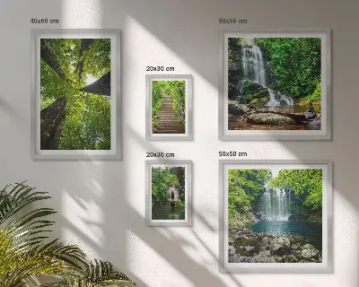 Wanddecoratie compositie Groene landschappen met watervallen