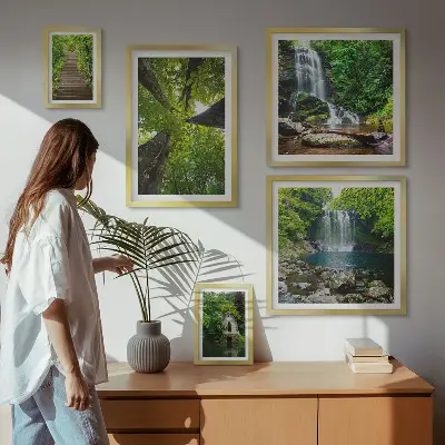 Wanddecoratie compositie Groene landschappen met watervallen