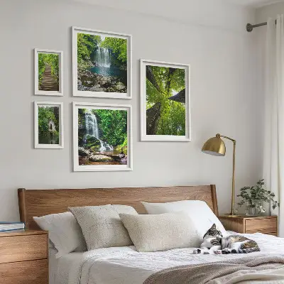 Wanddecoratie compositie Groene landschappen met watervallen