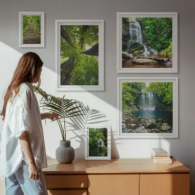 Wanddecoratie compositie Groene landschappen met watervallen