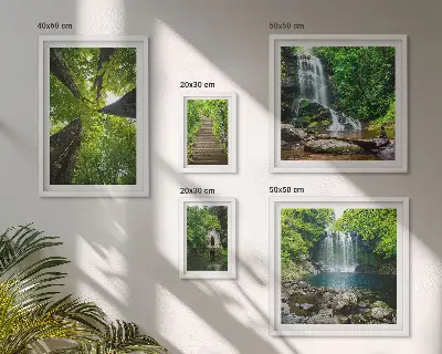 Wanddecoratie compositie Groene landschappen met watervallen