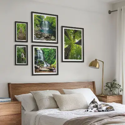 Wanddecoratie compositie Groene landschappen met watervallen