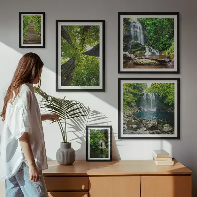 Wanddecoratie compositie Groene landschappen met watervallen