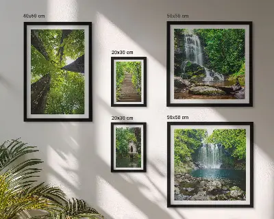 Wanddecoratie compositie Groene landschappen met watervallen