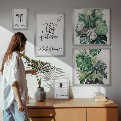 Wanddecoratie compositie Positieve slogans voor keukenplanten
